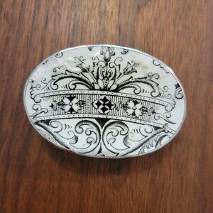 China Baroque Silvertone NWT Belt Buckle -Porcelain Center